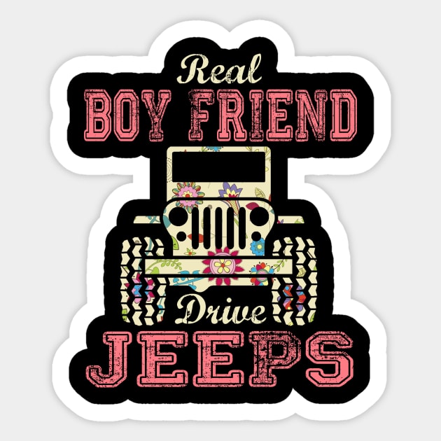Real Boy Friend Drive Jeeps Cute Flower Jeep Floral Jeeps Women/Kid Jeep Lover Jeep Girl Sticker by Nancie